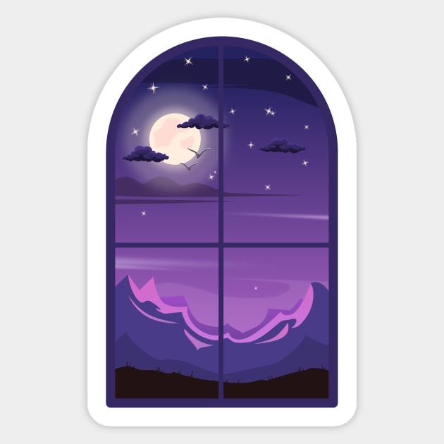 Night window view Sticker by dreaminks